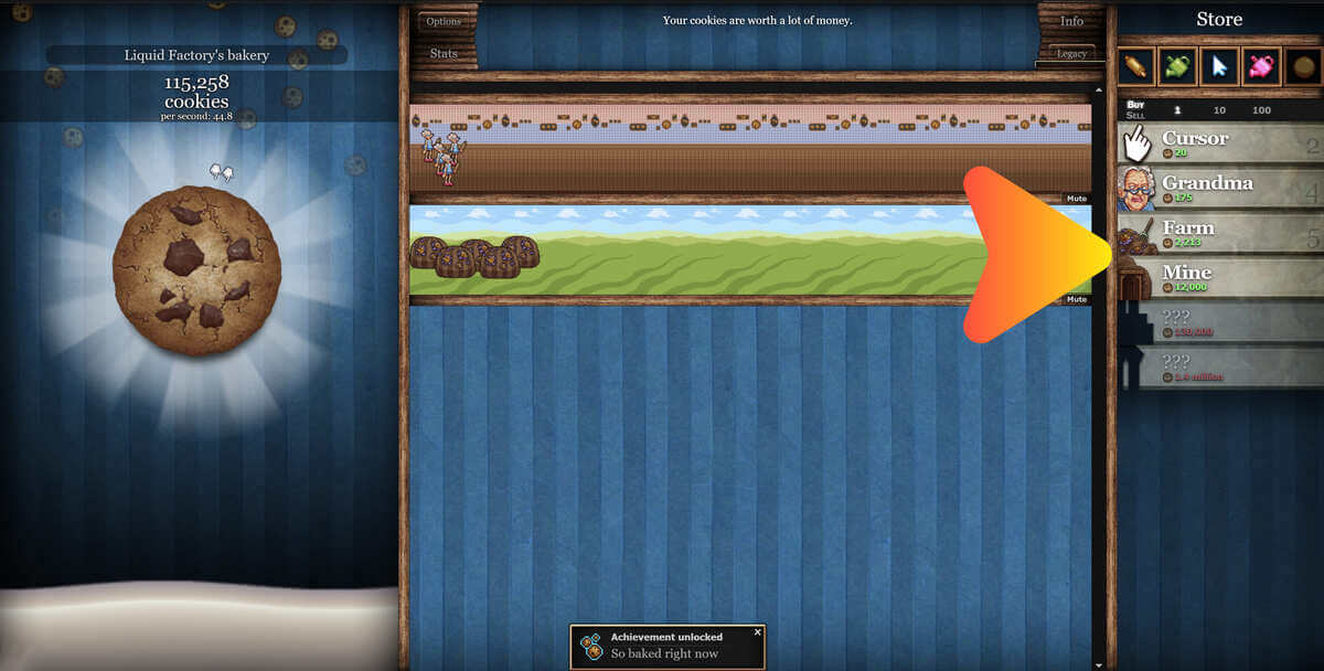 Demonstration of basic controls in Cookie Clicker
